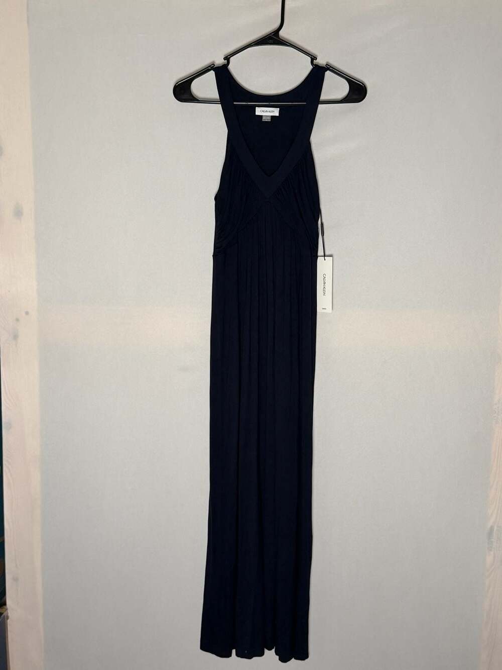 Calvin Klein Maxi Dress Size 4 Navy Sleeveless V-Neck Long